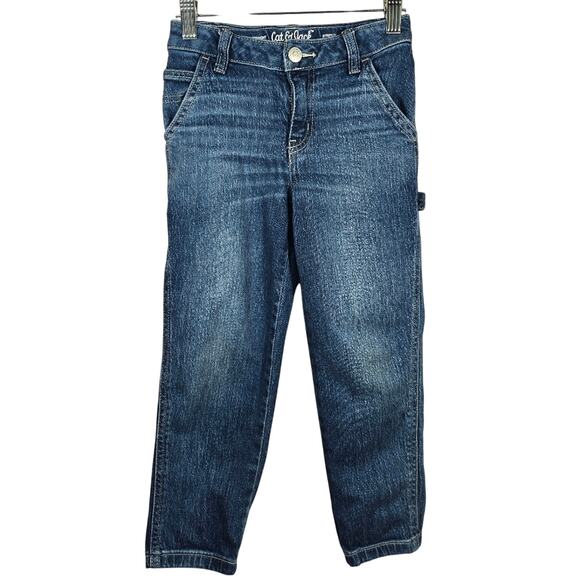 Cat & Jack Little Girls Carpenter Blue Jeans Size 6 Ankle Straight Denim Trendy - Picture 1 of 8